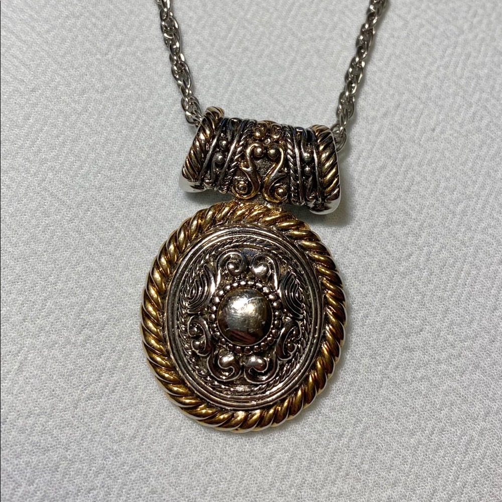 Mixed Metal Chunky Pendant Necklace